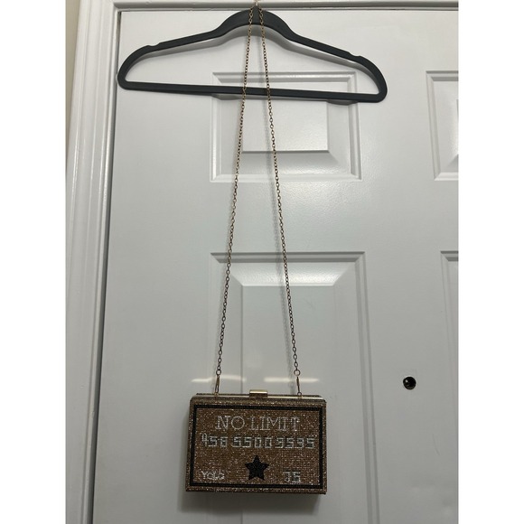 No Limit Rhinestone Clutch Purse Shoulder Bag YOLO Credit Card Money Urban Bling - Picture 10 of 15